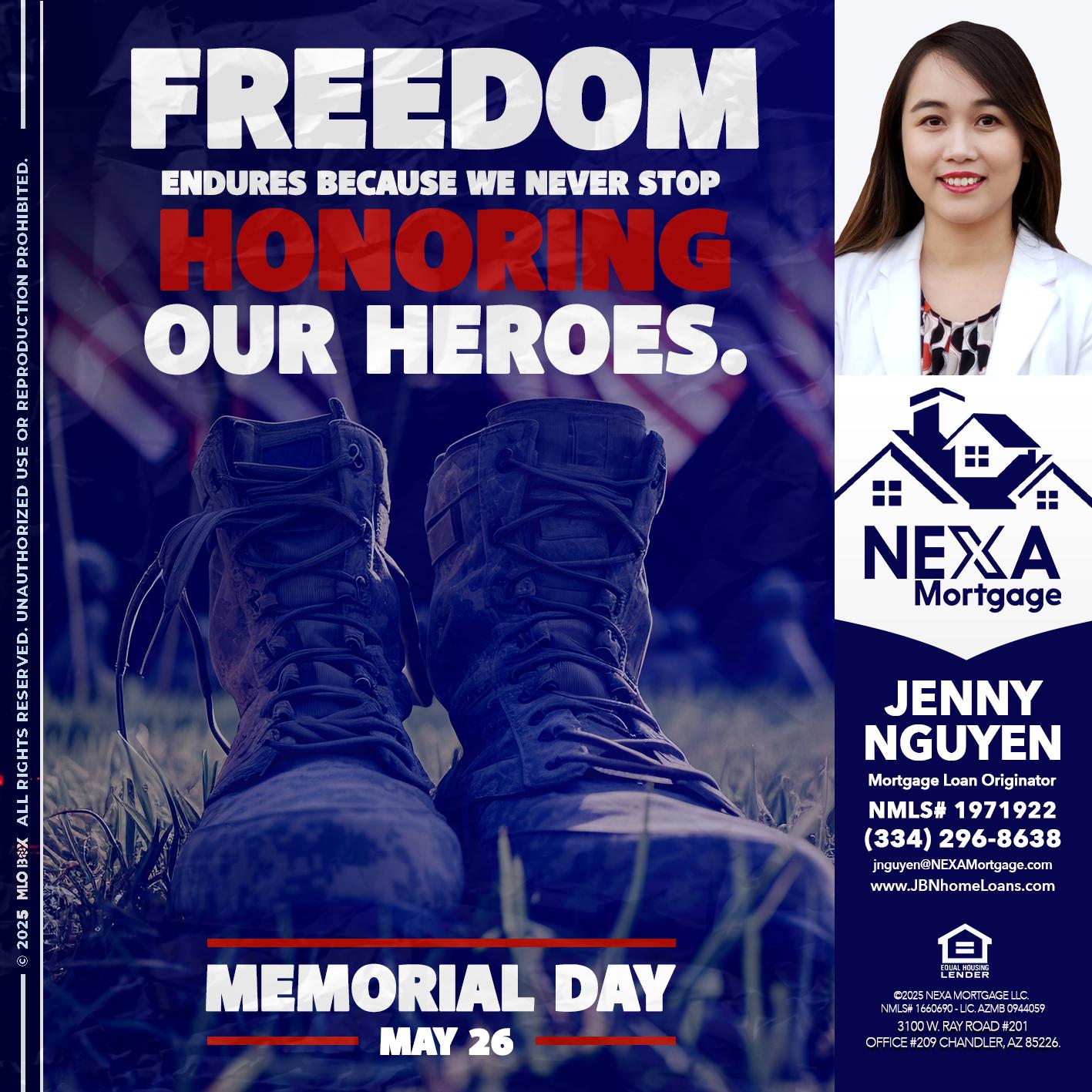 Memorial Day - Jenny Nguyen -Mortgage Loan Originator