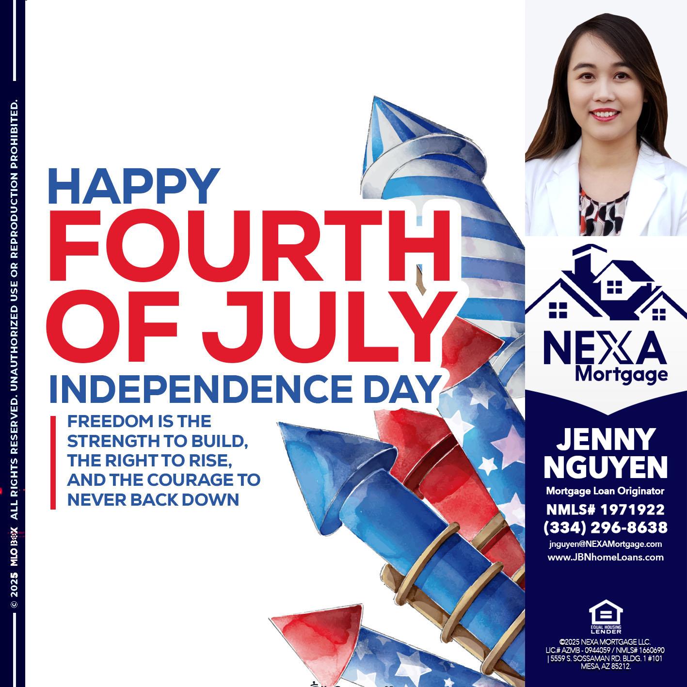 HAPPY FOURTH OF JULY - Jenny Nguyen -Mortgage Loan Originator