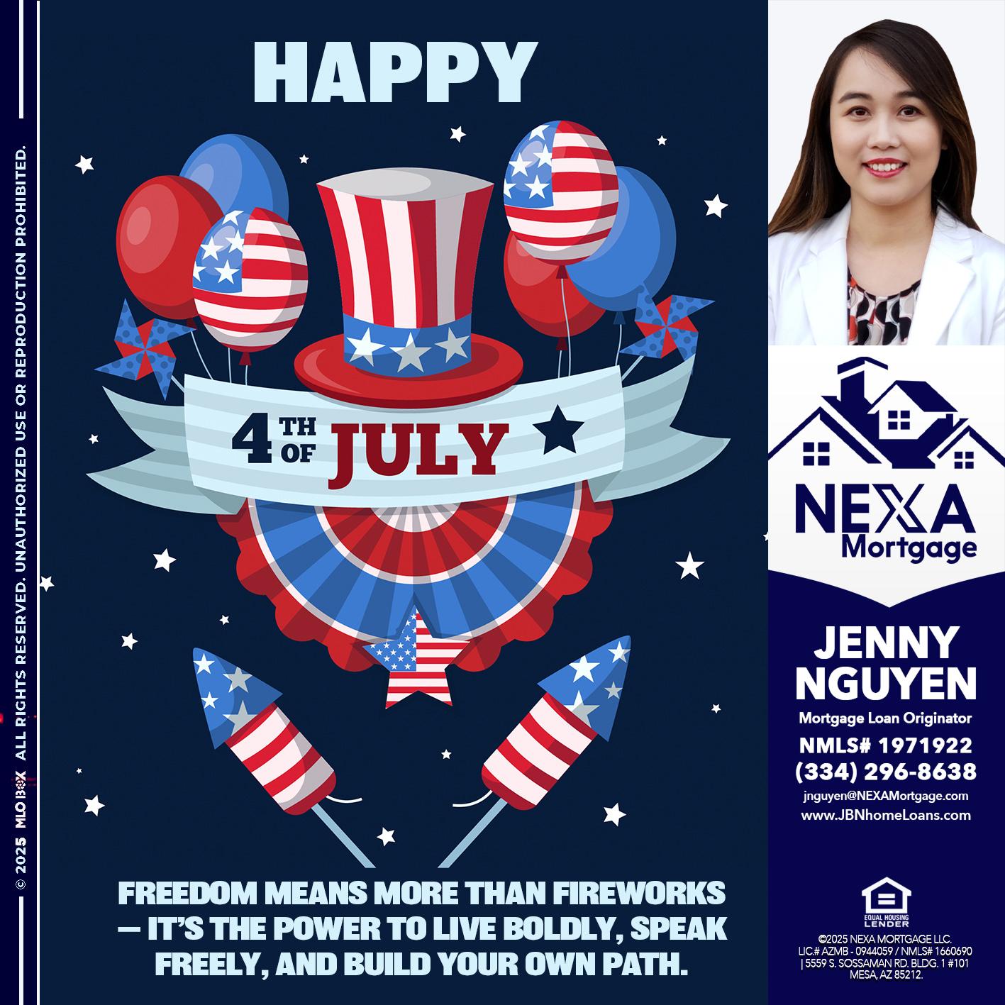 HAPPY 4TH OF JULY - Jenny Nguyen -Mortgage Loan Originator