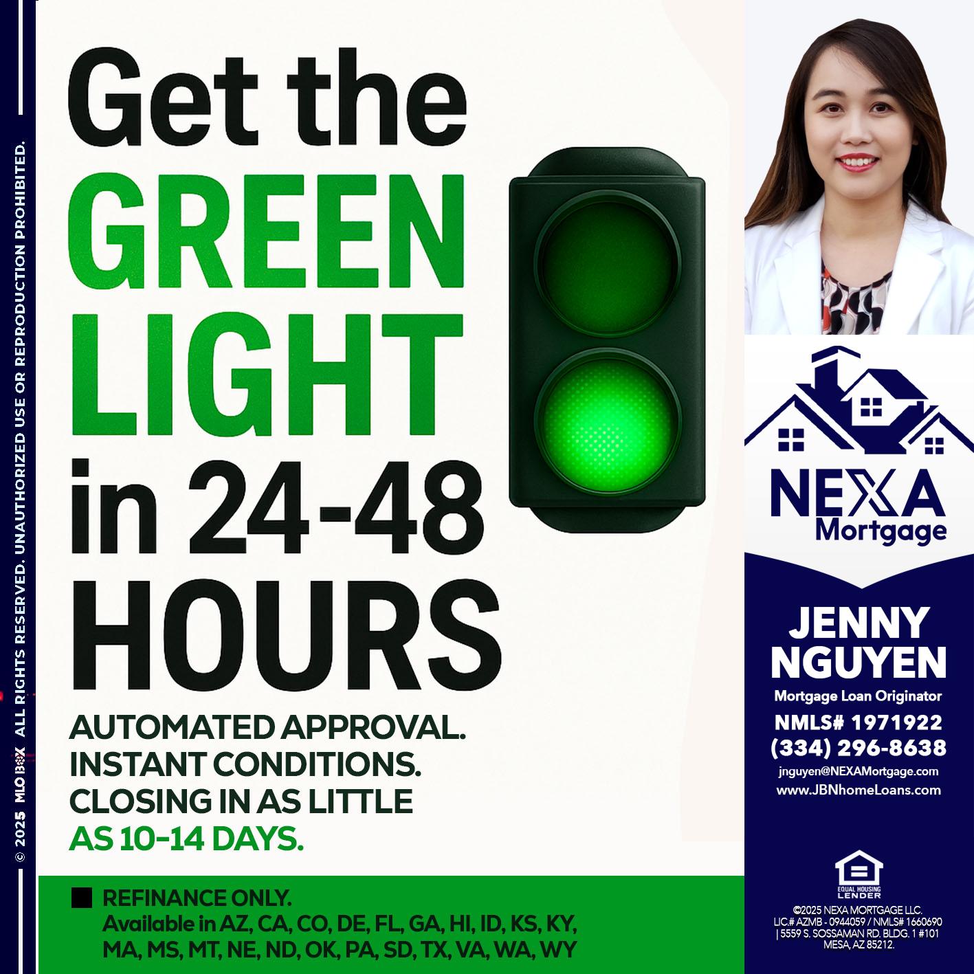 GET THE GREEN LIGHT - Jenny Nguyen -Mortgage Loan Originator