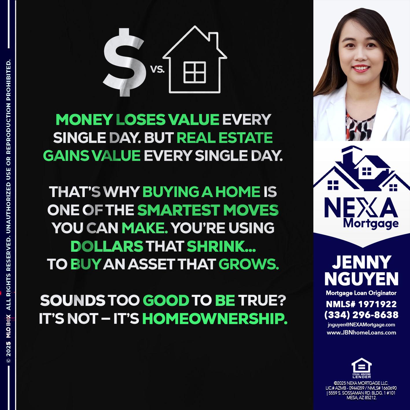 MONEY LOSES VALUE - Jenny Nguyen -Mortgage Loan Originator