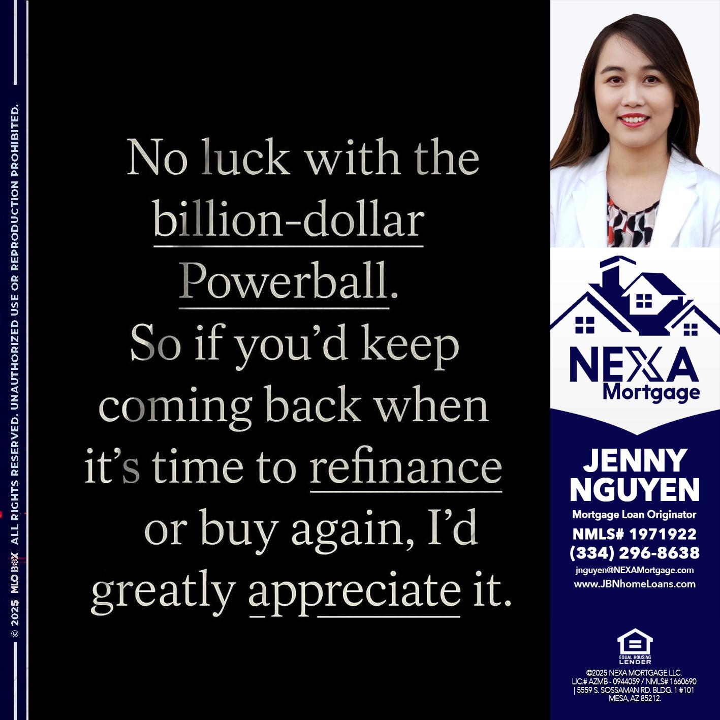 NO LUCK WITH - Jenny Nguyen -Mortgage Loan Originator