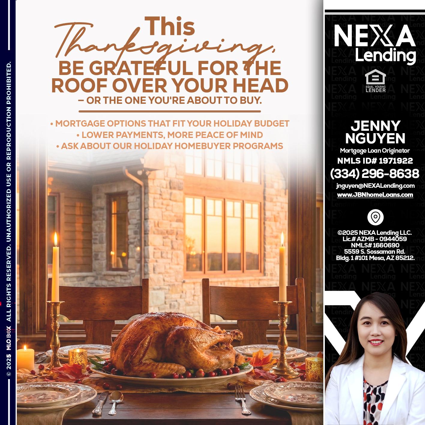 THIS THANKSGIVING - Jenny Nguyen -Mortgage Loan Originator