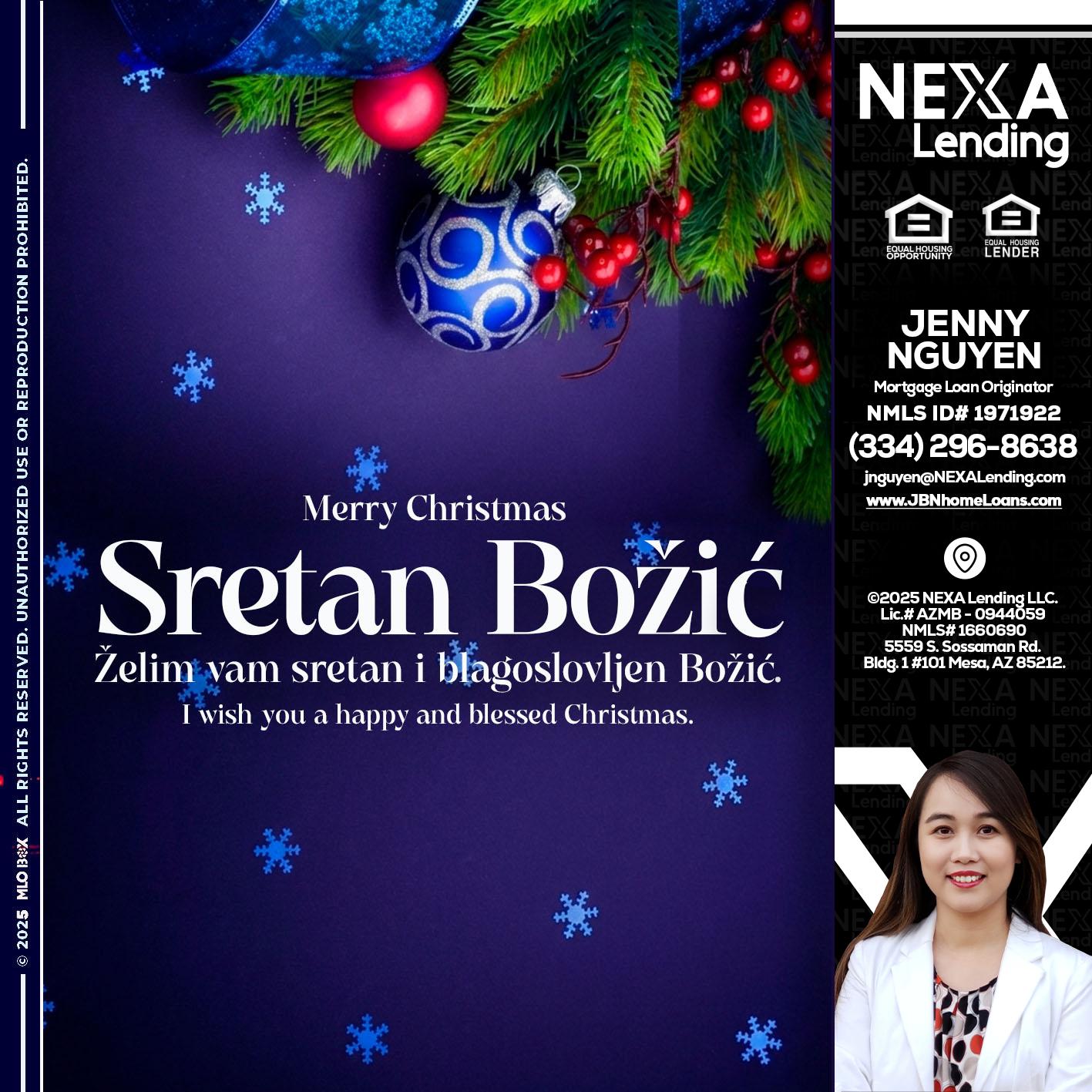 Sretan Božić - Jenny Nguyen -Mortgage Loan Originator