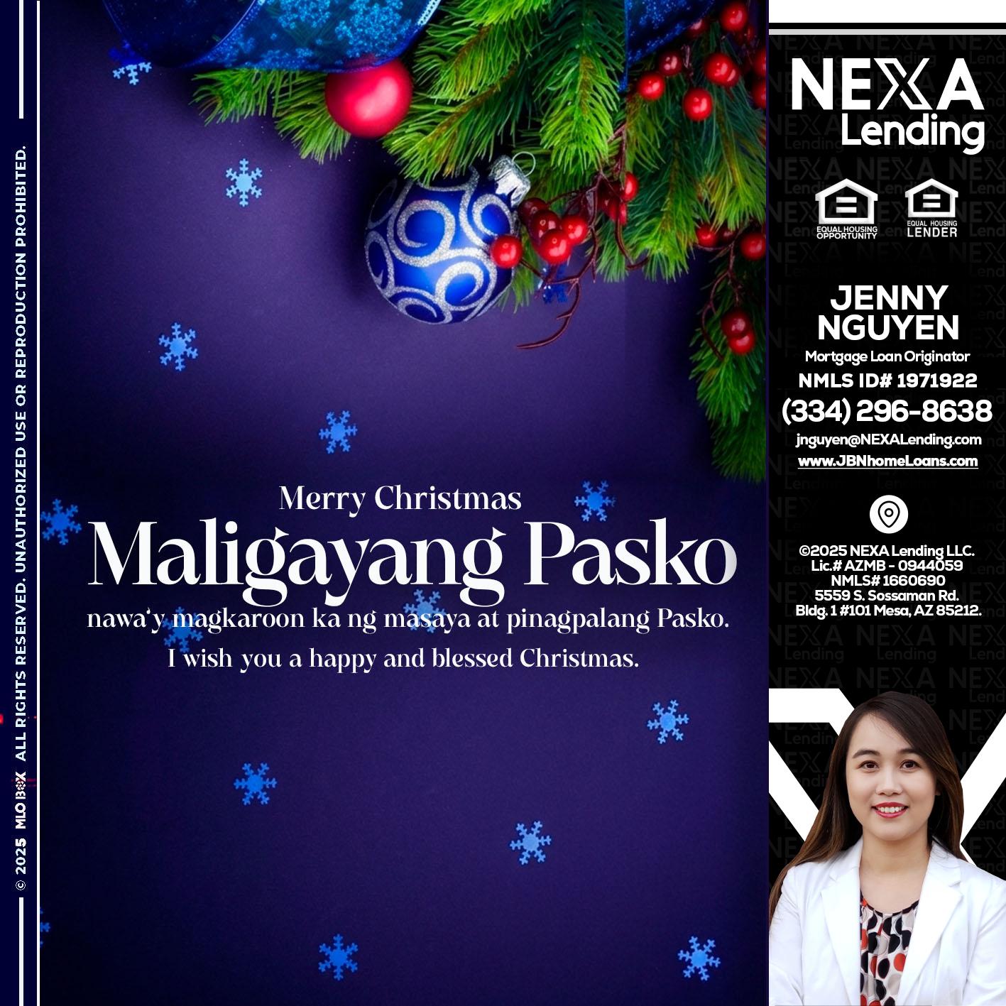 Maligayang Pasko - Jenny Nguyen -Mortgage Loan Originator