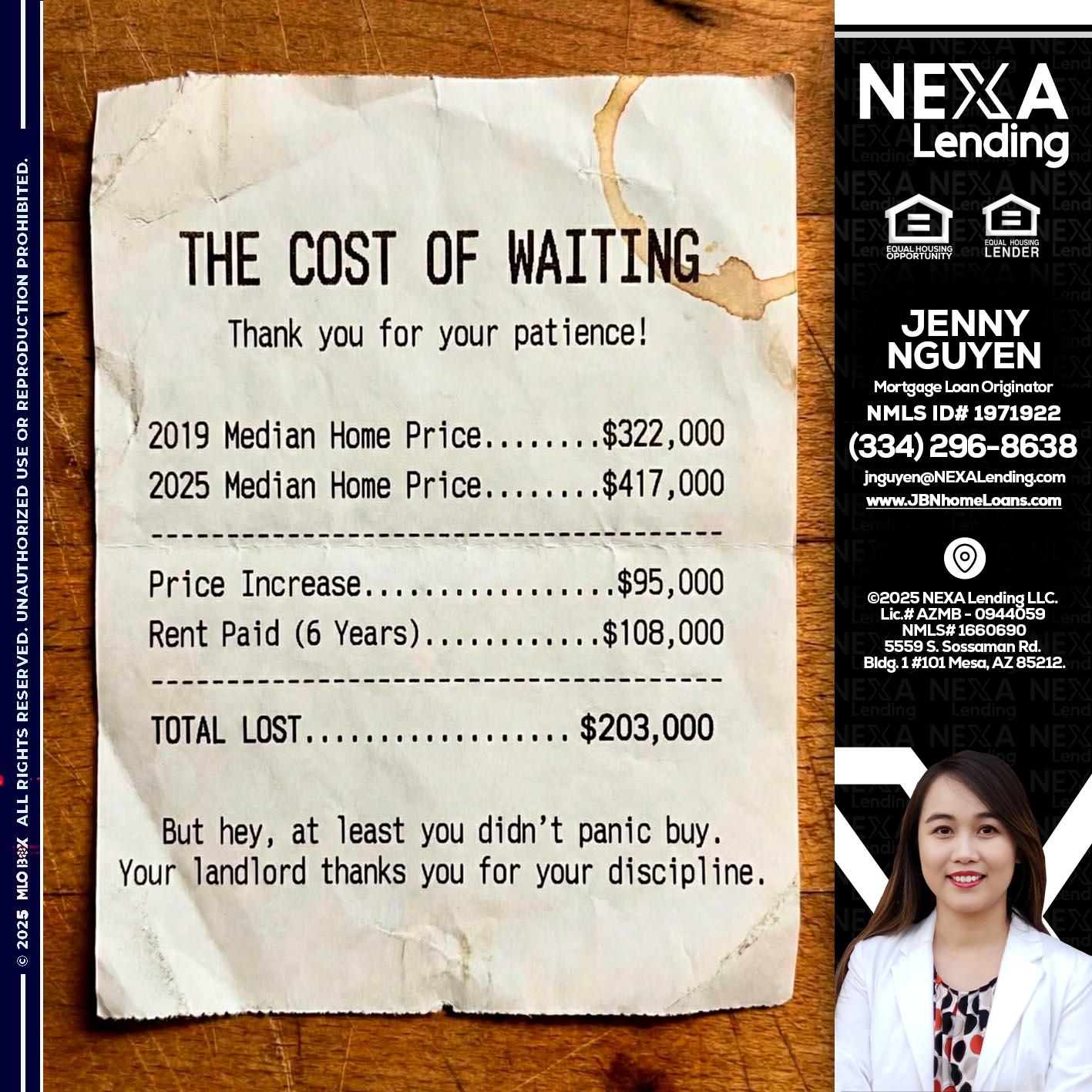 THE COST OF WAITING - Jenny Nguyen -Mortgage Loan Originator