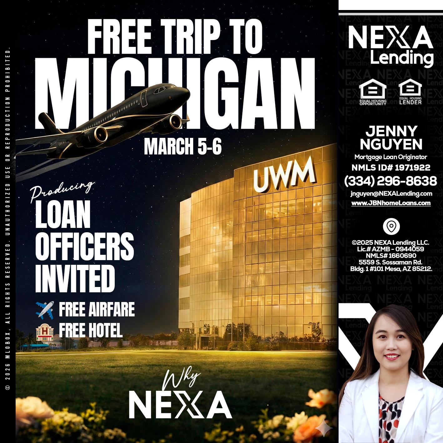 free Michigan trip - Jenny Nguyen -Mortgage Loan Originator