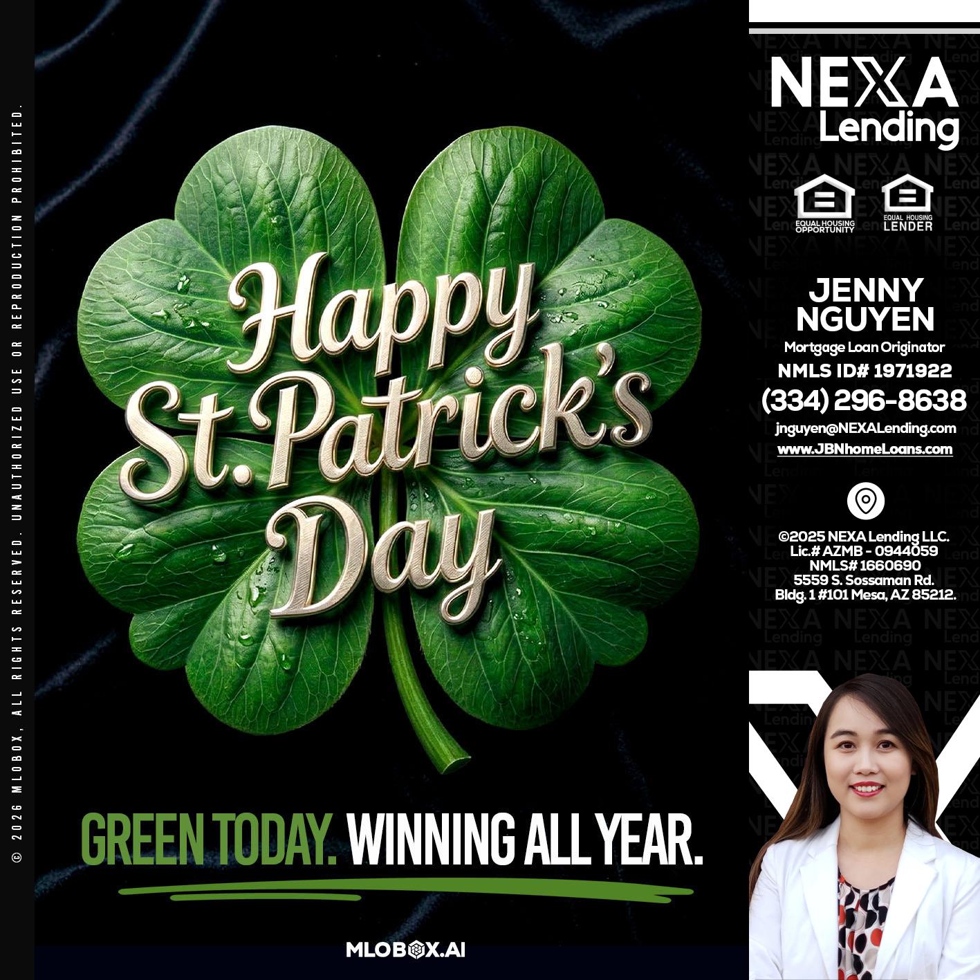 happy st. Patricks day - Jenny Nguyen -Mortgage Loan Originator