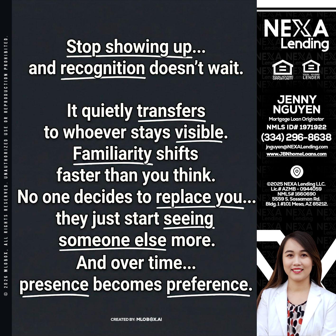 STOP SHOWING - Jenny Nguyen -Mortgage Loan Originator