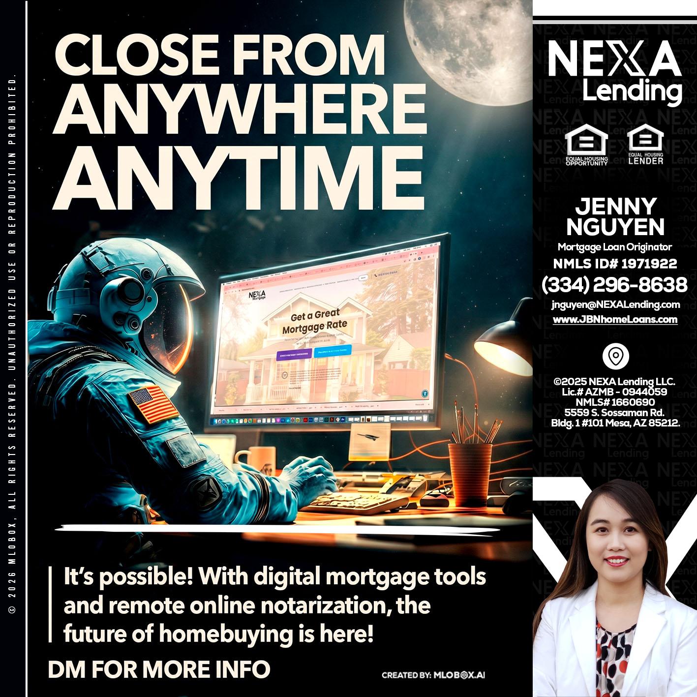 CLOSE FROM - Jenny Nguyen -Mortgage Loan Originator