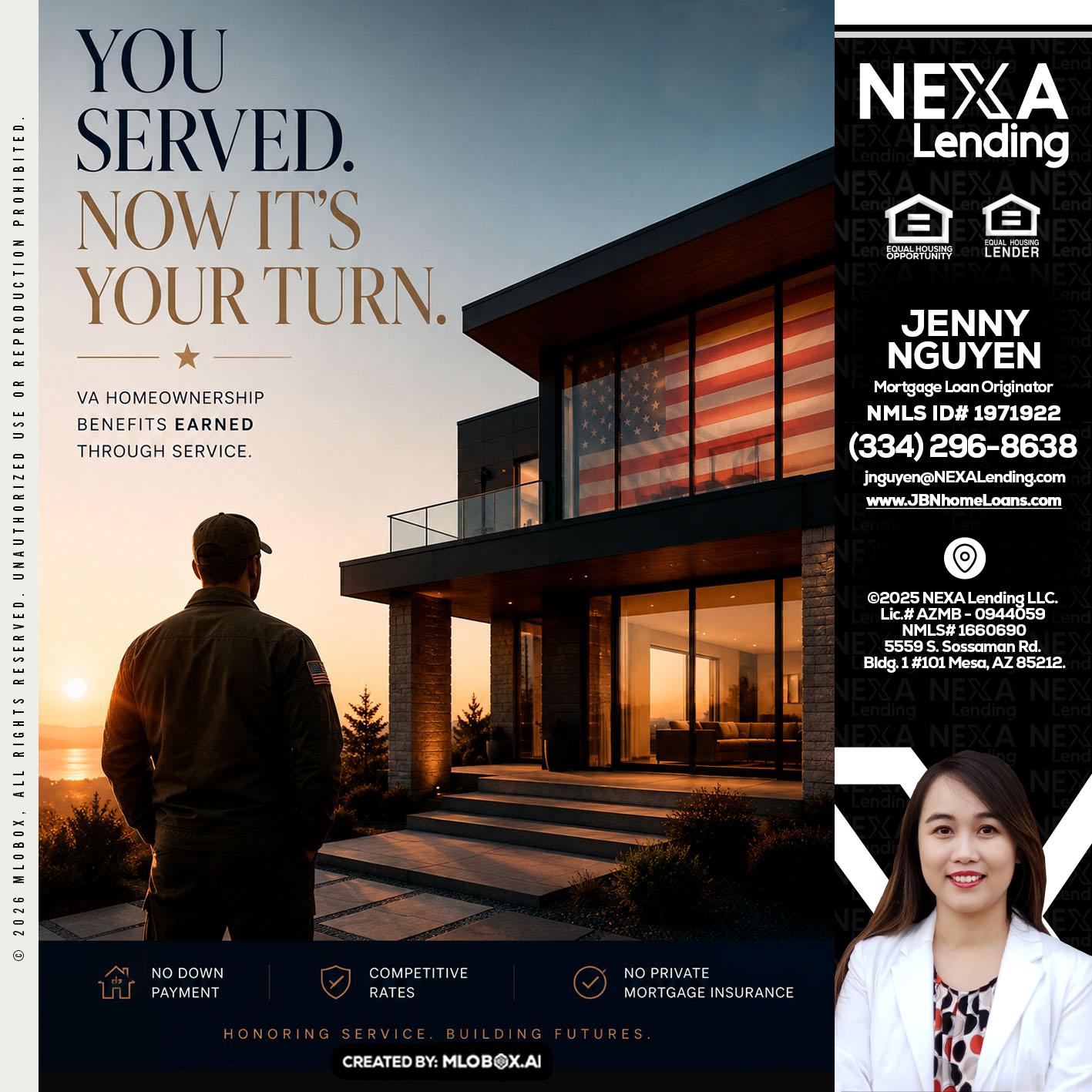 YOU SERVED - Jenny Nguyen -Mortgage Loan Originator