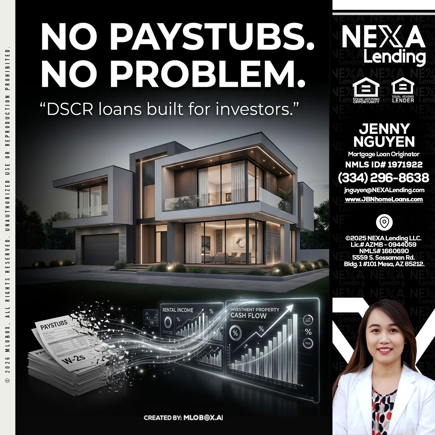 no paystub - Jenny Nguyen -Mortgage Loan Originator