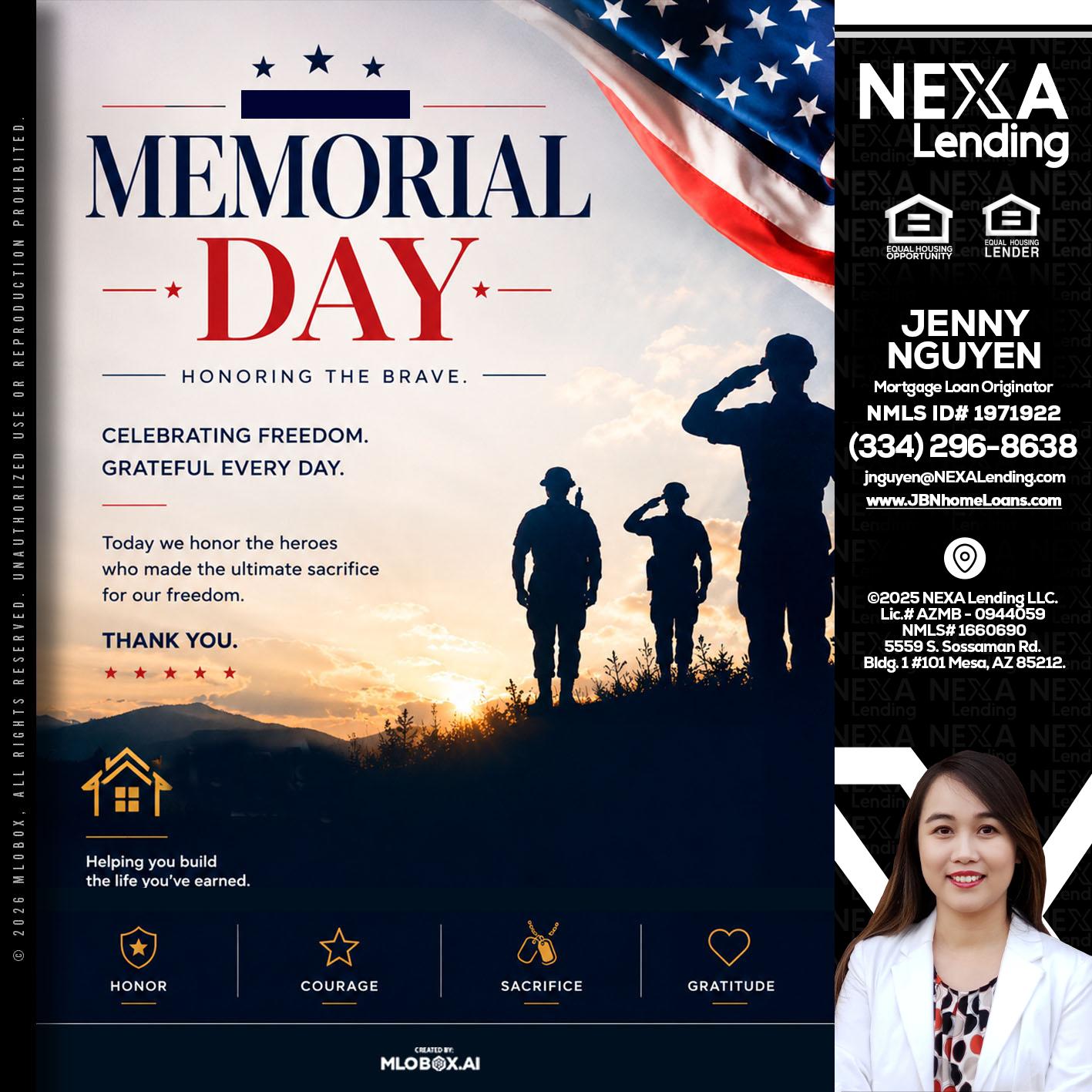 MEMORIAL DAY - Jenny Nguyen -Mortgage Loan Originator