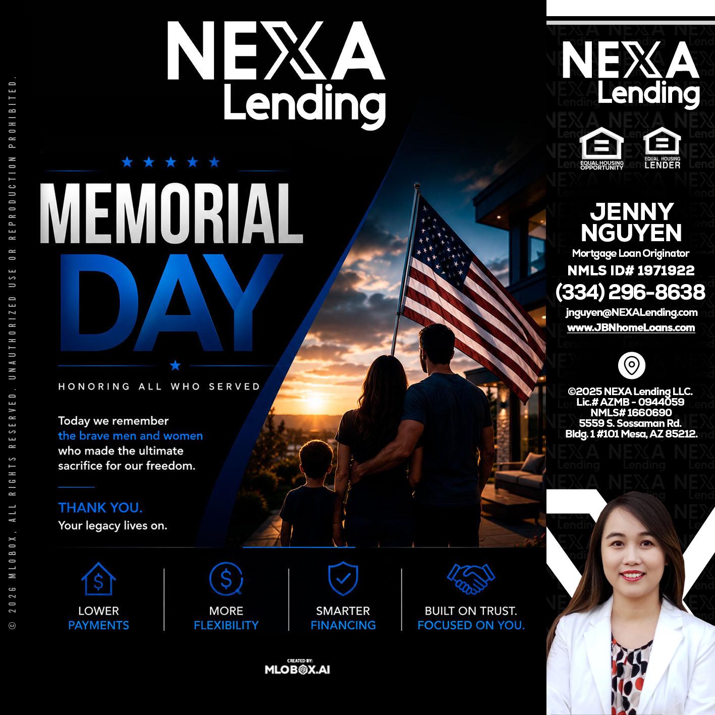 MEMORIAL DAY - Jenny Nguyen -Mortgage Loan Originator