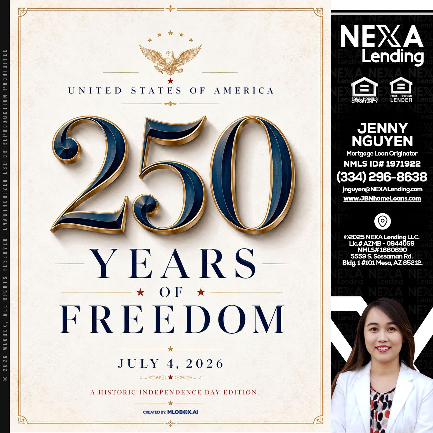 250 YEARS - Jenny Nguyen -Mortgage Loan Originator