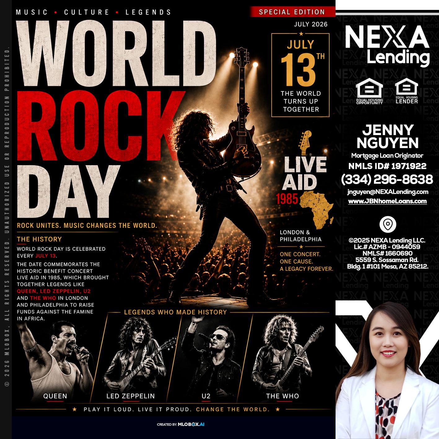 WORLD ROCK MUSIC DAY - Jenny Nguyen -Mortgage Loan Originator