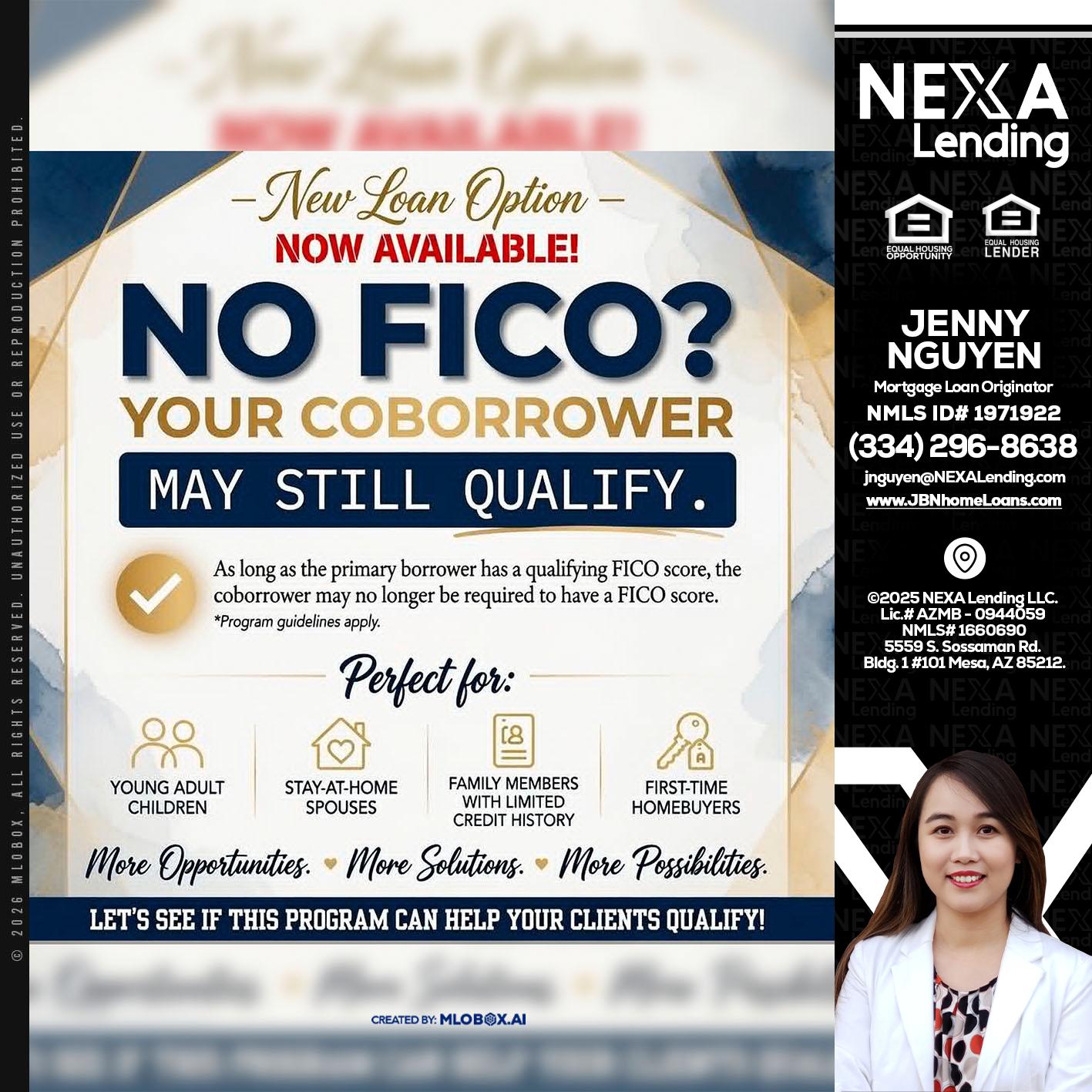 NO FICO? - Jenny Nguyen -Mortgage Loan Originator