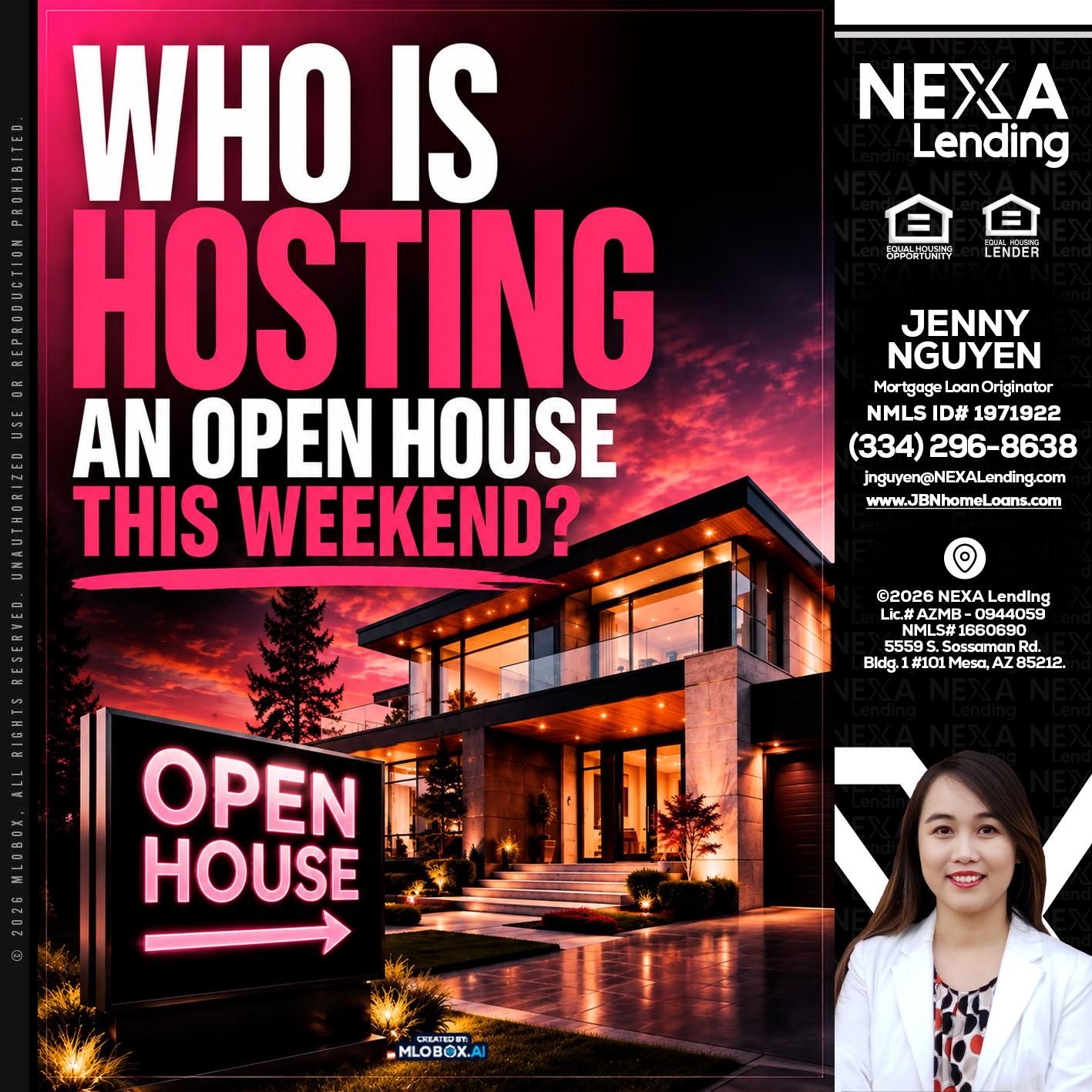 who's is hosting - Jenny Nguyen -Mortgage Loan Originator