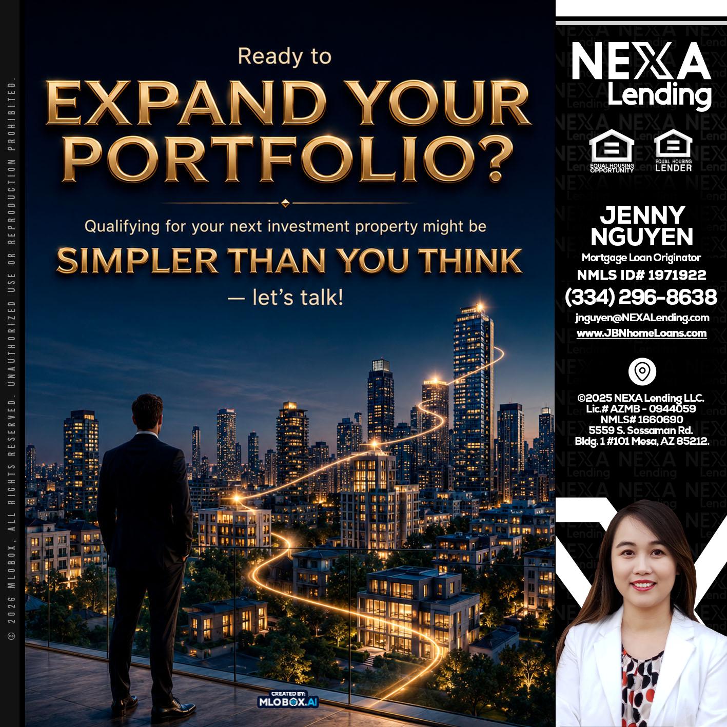 expand you portfolio - Jenny Nguyen -Mortgage Loan Originator
