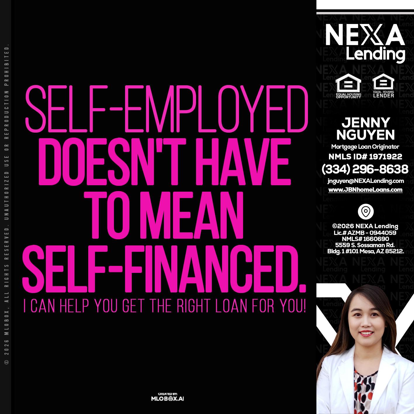 self employed - Jenny Nguyen -Mortgage Loan Originator
