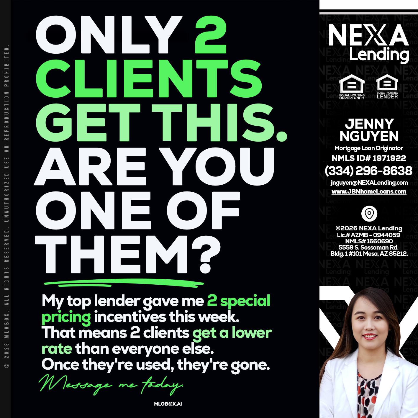 ONLY 2 CLIENTS - Jenny Nguyen -Mortgage Loan Originator