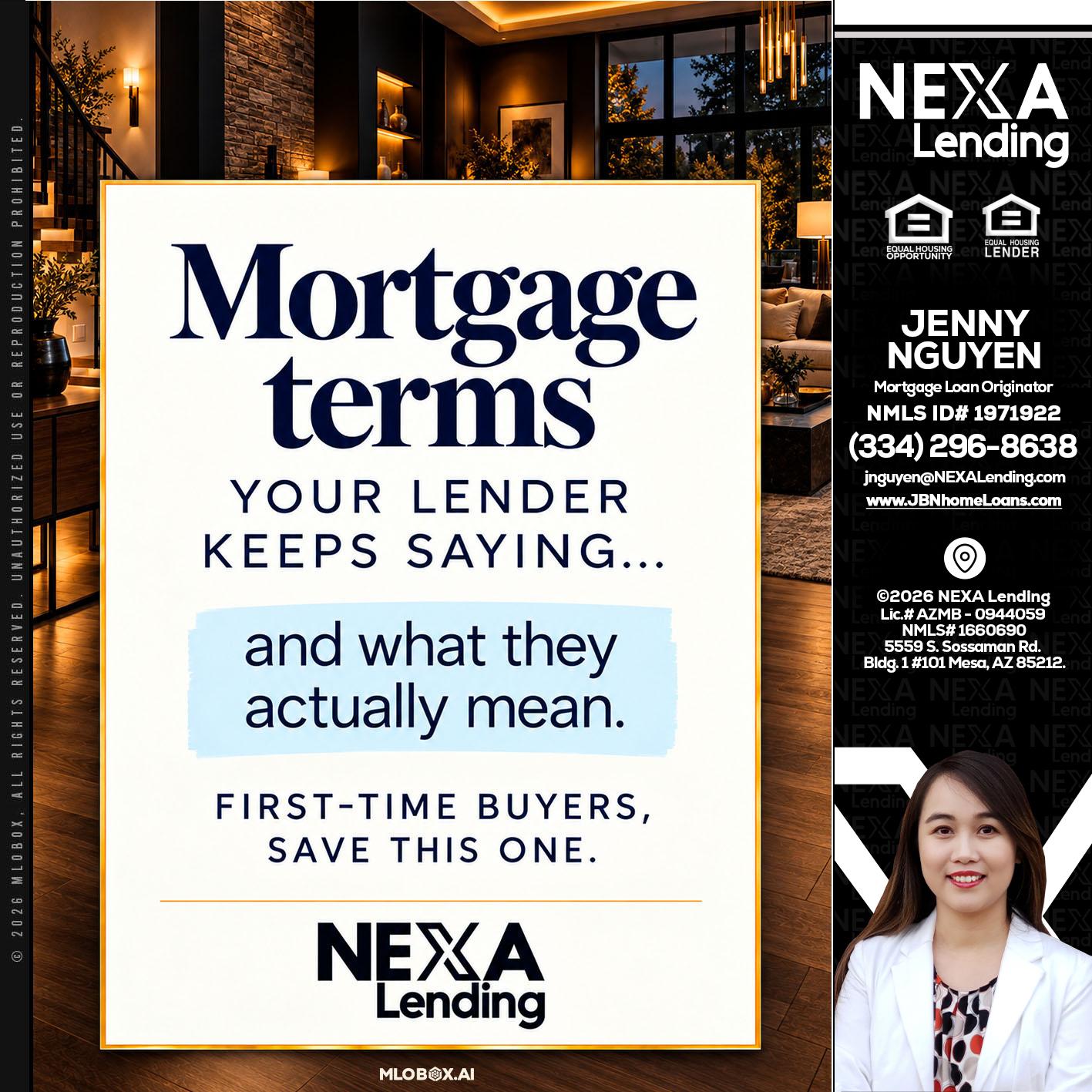 mortgage terms - Jenny Nguyen -Mortgage Loan Originator