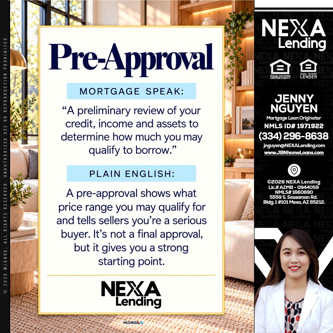 PREAPROVAL - Jenny Nguyen -Mortgage Loan Originator